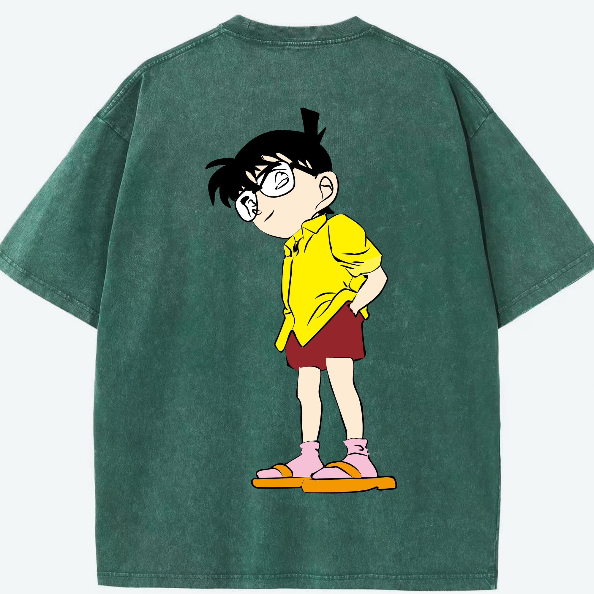 （画像用） 名探偵コナン 江戸川 コナン Detective Conan Conan Edogawa 綿100% ヴィンテージ風 半袖Tシャツ（背面プリント）
